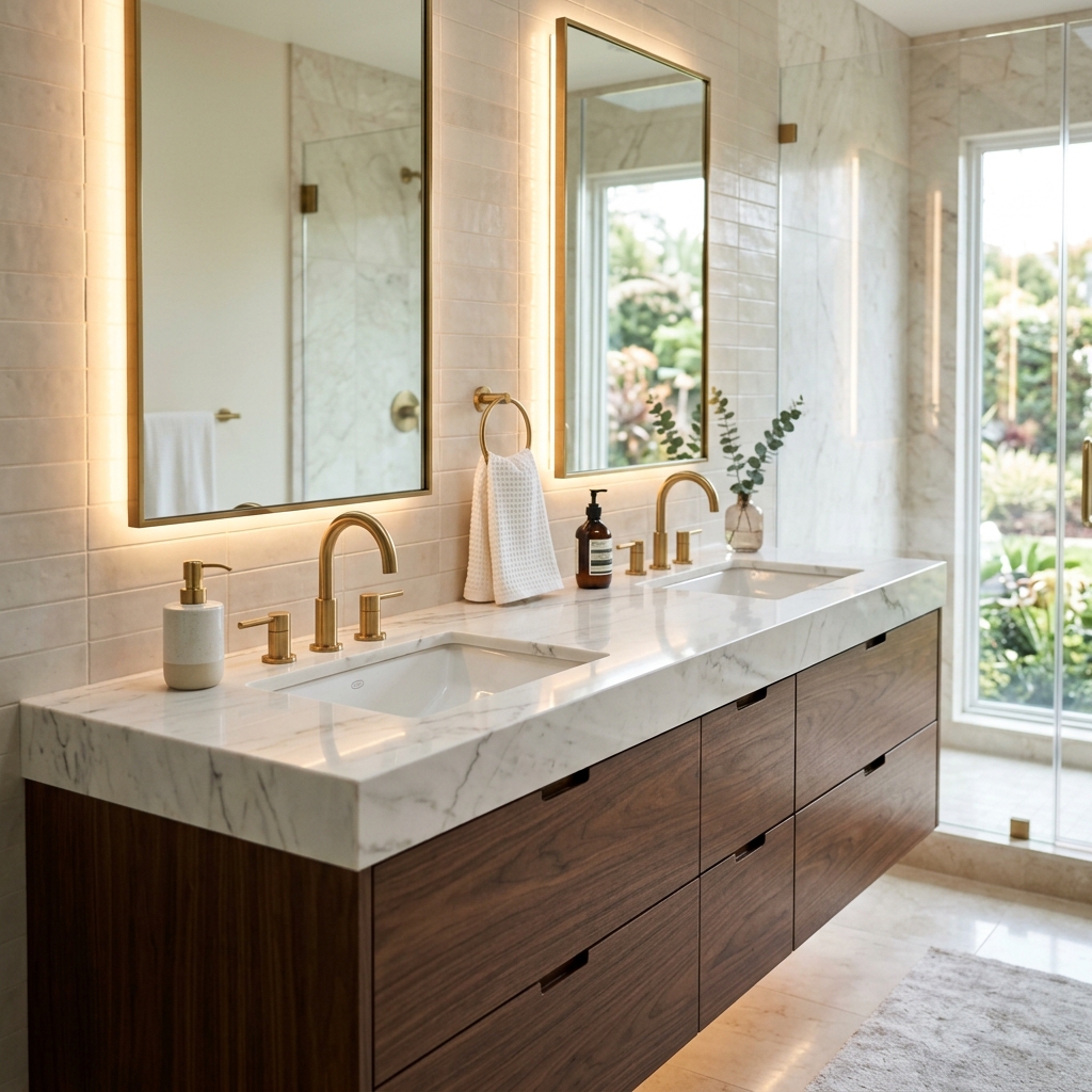 Luxury double vanity bathroom renovation