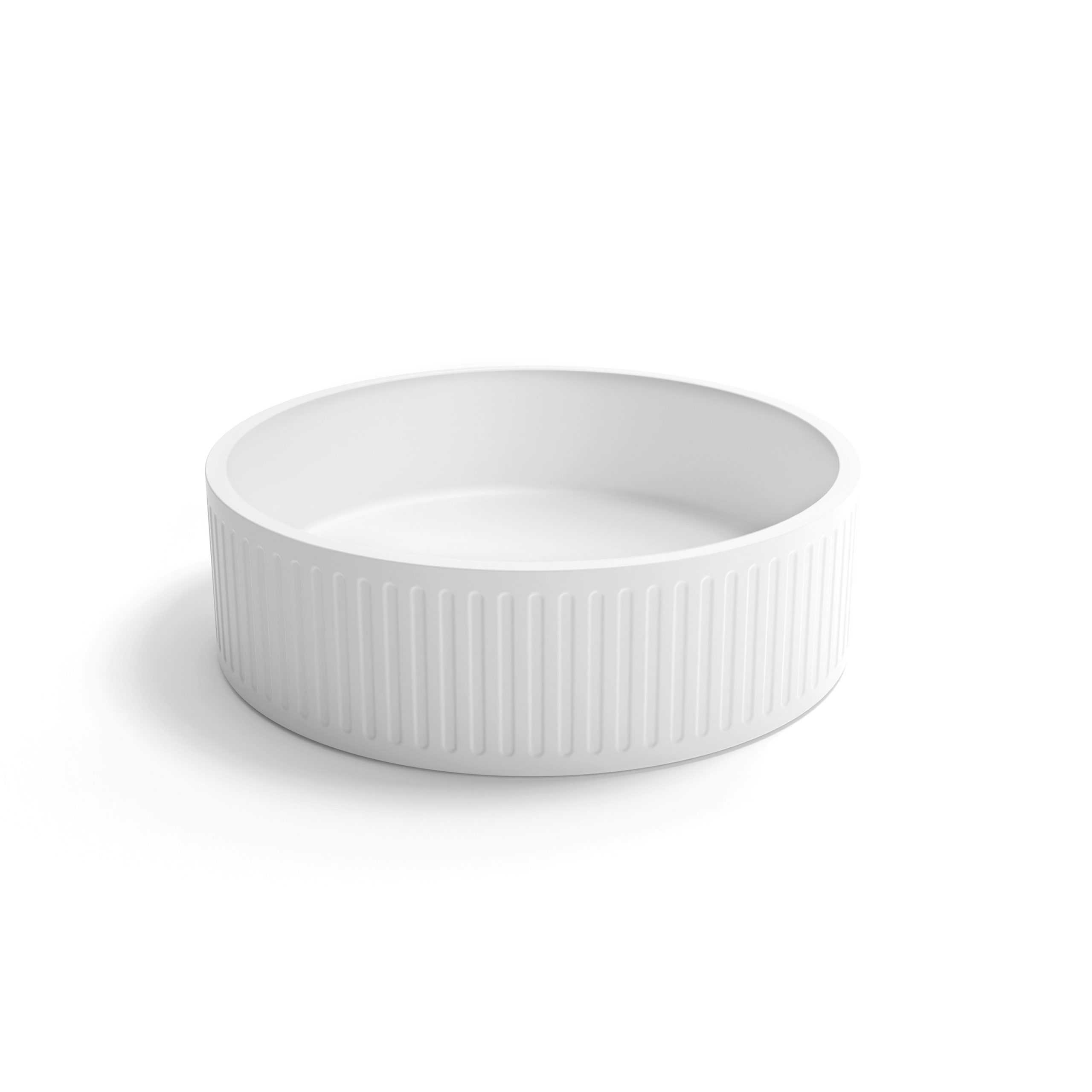 OTTI HUDSON ROUND 400X400X120 CONCRETE FLUTED WHITE BASIN - Image 5