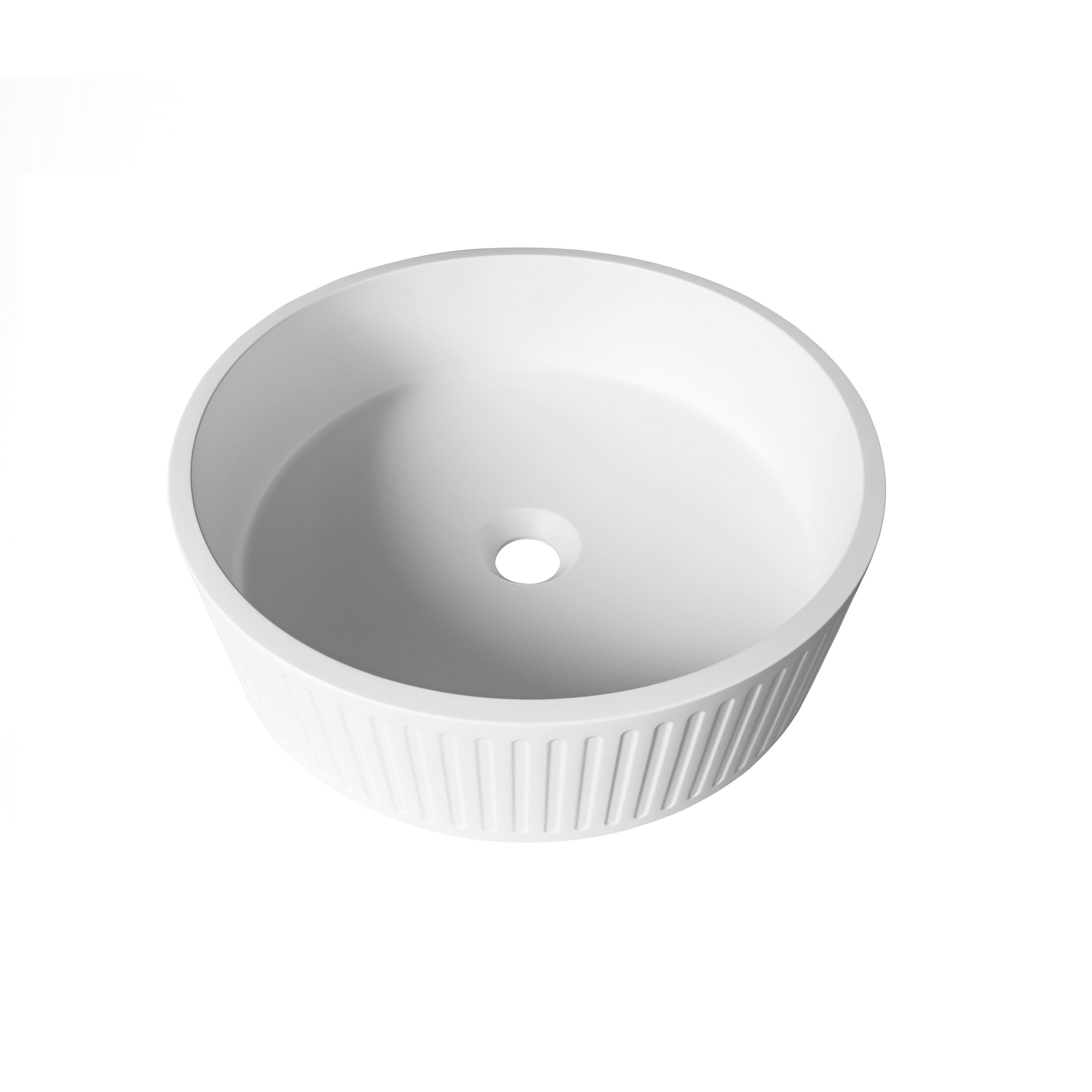 OTTI HUDSON ROUND 400X400X120 CONCRETE FLUTED WHITE BASIN - Image 4