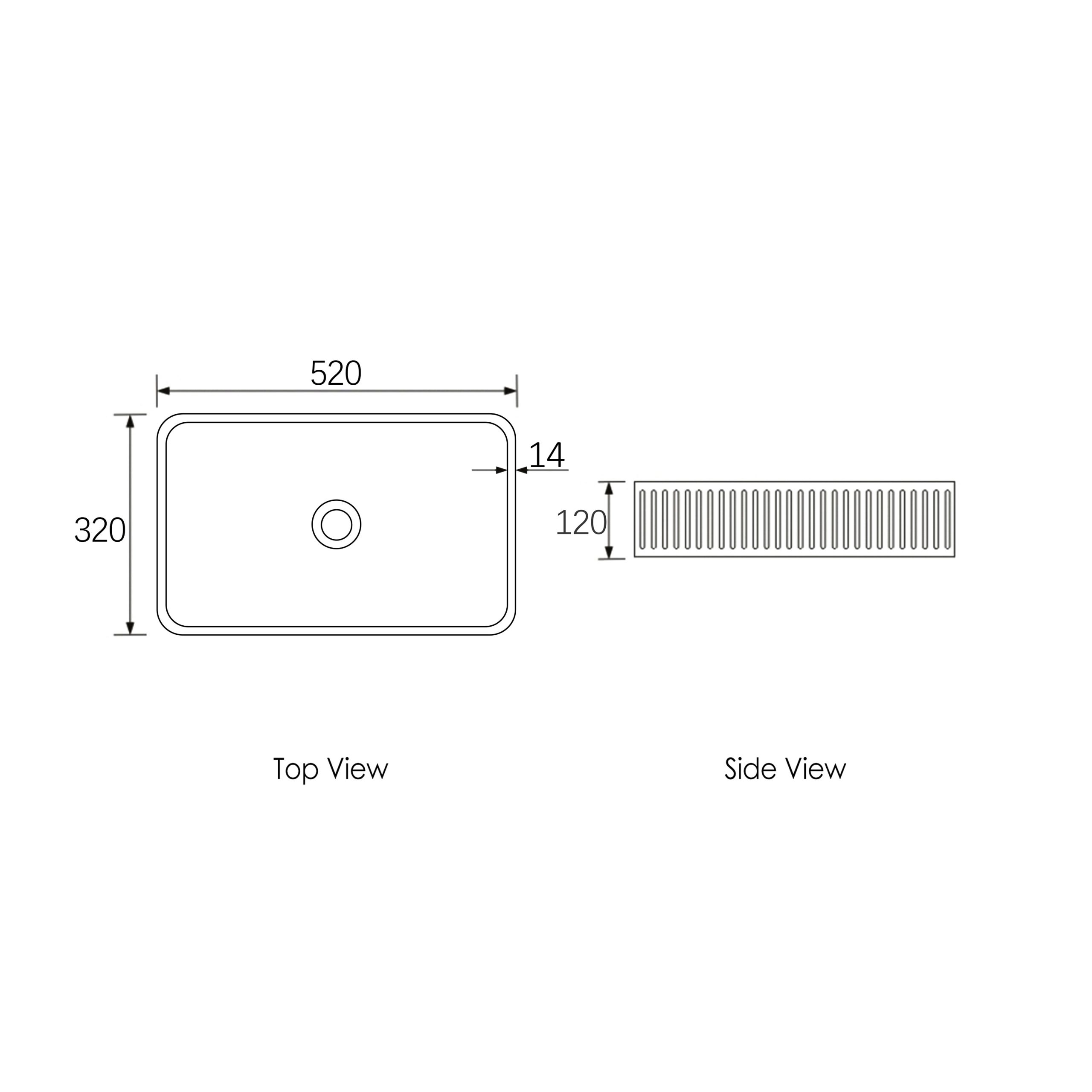 OTTI HUDSON SQUARE 520X320X120 CONCRETE FLUTED WHITE BASIN - Image 2