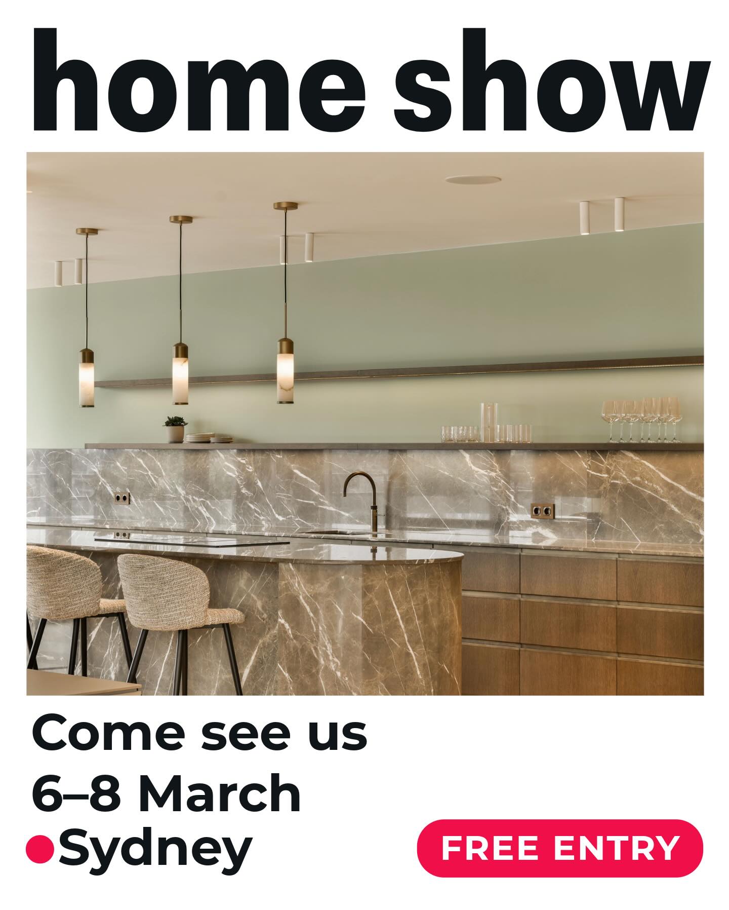 We’re Exhibiting at the Sydney Home Show! 🏡✨
Don’t miss the ultimate event for all things home improvement, renovation, and design!
📅 SAVE THE DATE: Friday 6 – Sunday 8 March 2026
📍 International Convention Centre Sydney
🎟️ Entry is FREE! Get your ticket here: homeshows.com.au/sydney
Let us know if you’re coming – we can’t wait to see you there! 🙌