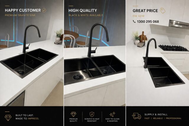 Upgrade your kitchen in 1 simple step 👇
Replace your old sink with a premium granite sink today.

Limited installs available this week — DM now.

Hashtags:
#kitchensink #granitesink #kitchenupgrade #sydneyrenovation #builderau #homerenovation #modernhome #kitchendesignau #qualitywork #booknow