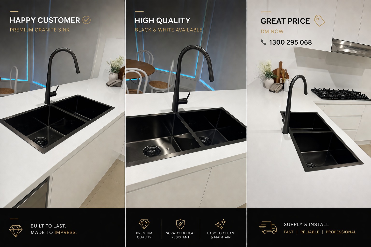 Upgrade your kitchen in 1 simple step 👇
Replace your old sink with a premium granite sink today.

Limited installs available this week — DM now.

Hashtags:
#kitchensink #granitesink #kitchenupgrade #sydneyrenovation #builderau #homerenovation #modernhome #kitchendesignau #qualitywork #booknow